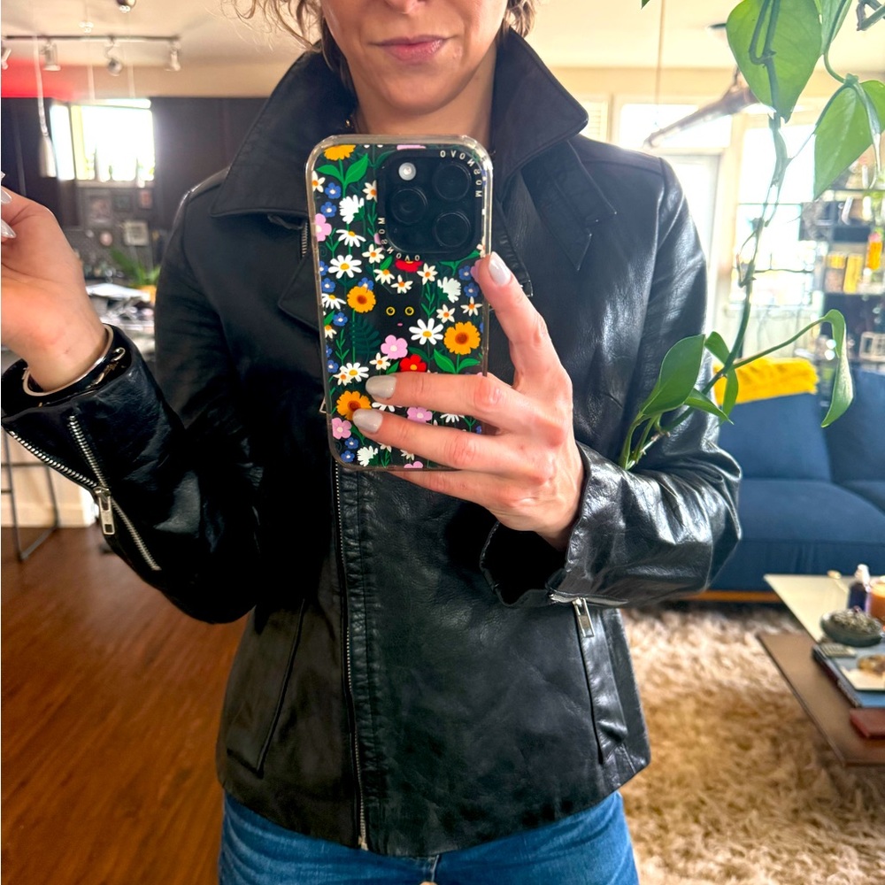 Silver Coat vintage genuine leather moto jacket, size 2